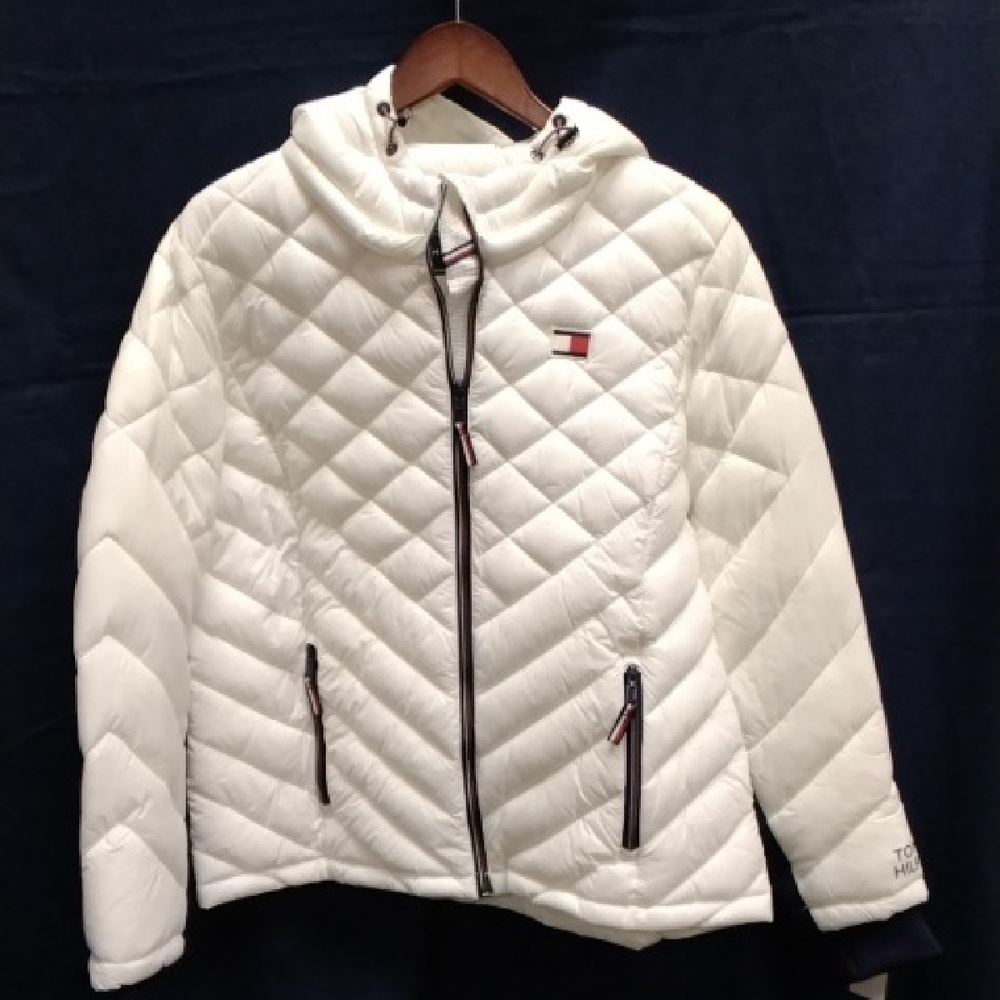 Tommy Hilfiger White Quilted Hooded Puffer Jacket